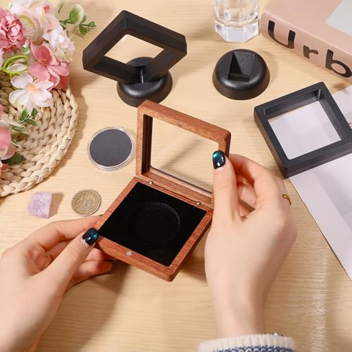 Set de Estuches para Monedas 3Pcs Madera con Cápsulas Claras miniatura 3