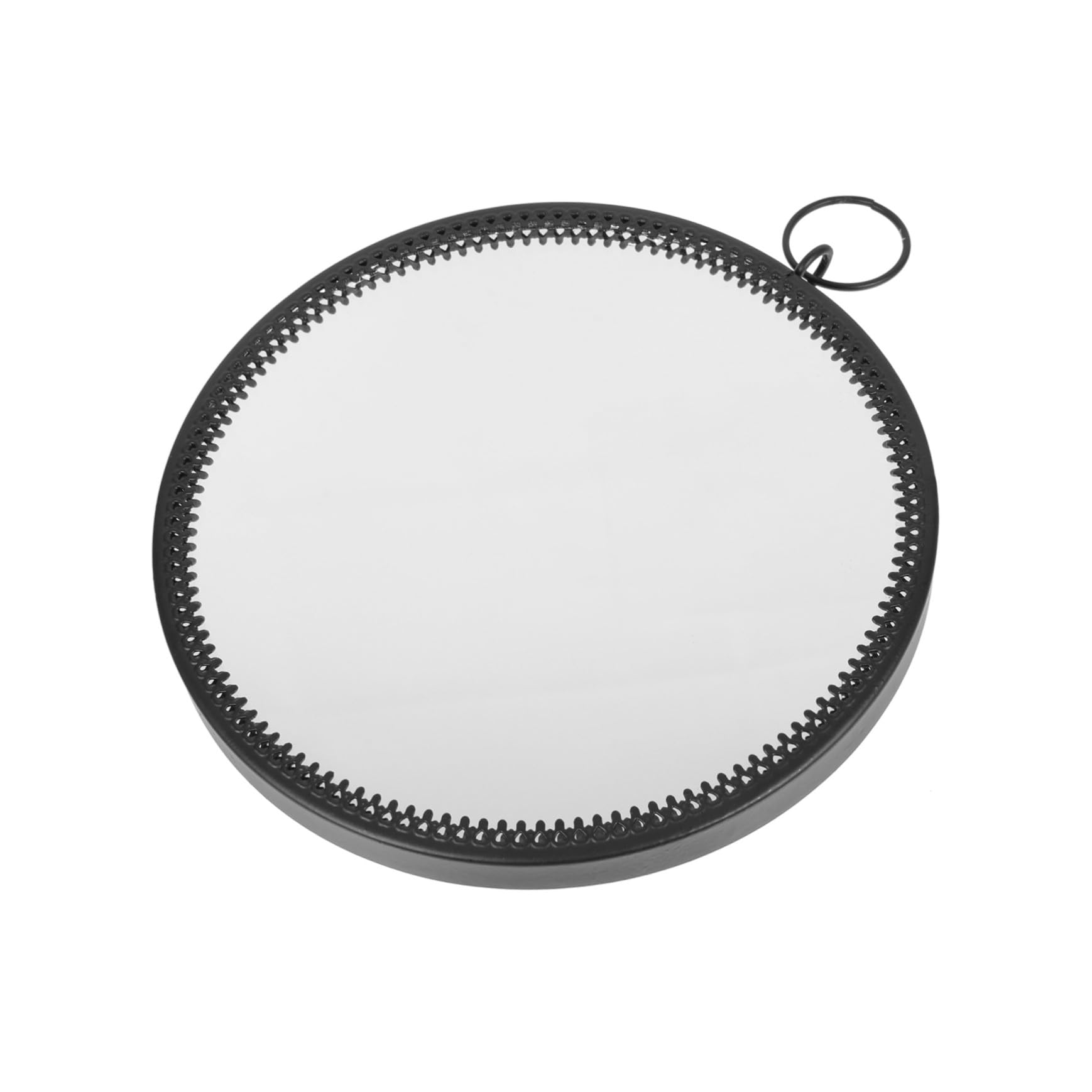 Miroir de maquillage rond suspendu en fer et verre pour chambre