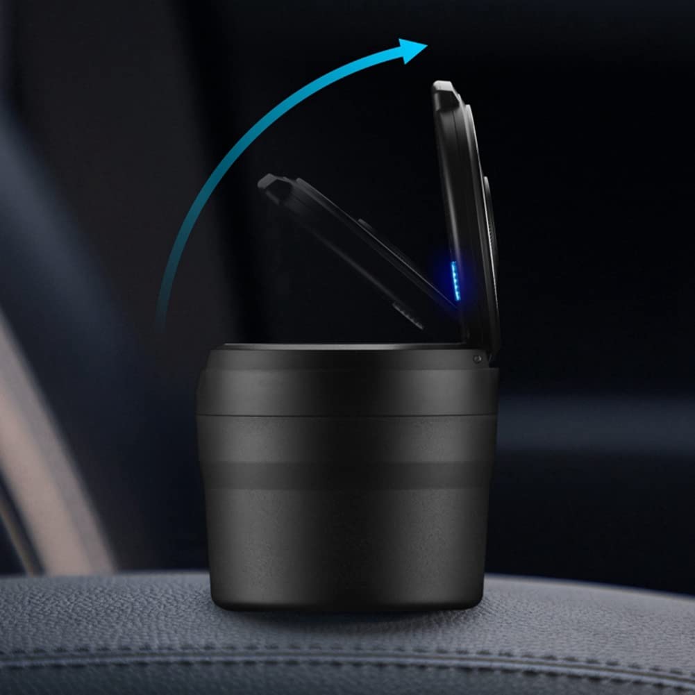 Pyatofly 2X Posacenere Portatile con Luce Un LED Portabicchieri per Auto Vassoio per Cenere per Auto Fumo Posacenere Accessori per Auto, Nero