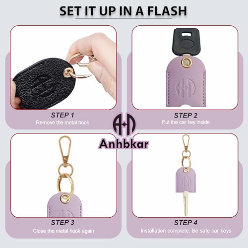 Image of Leather Keys Sleeve for Broken Car Key Loop Replacement, Keychain Cover Cute Protector and Holder for Men, Women