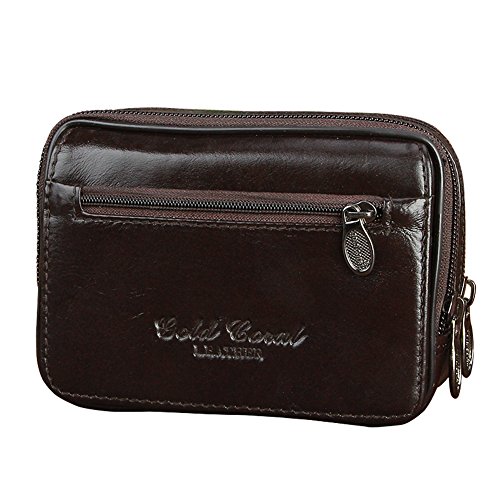 Genda 2Archer Pequeño Doble Cremallera de la Correa del Bolso de Cuero Bolsa del Recorrido (marrón3109) Cover