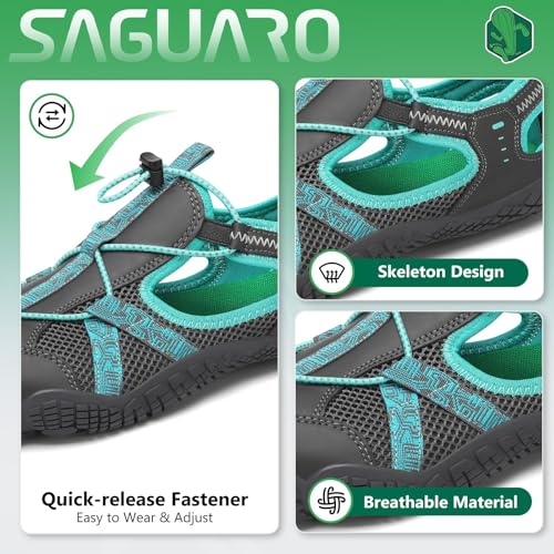 SAGUARO Barfußschuhe Herren Sandalen Damen Geschlossen Trekkingsandalen Sommer Outdoor Barfuß Sportsandalen, Dunkelblau 43 EU