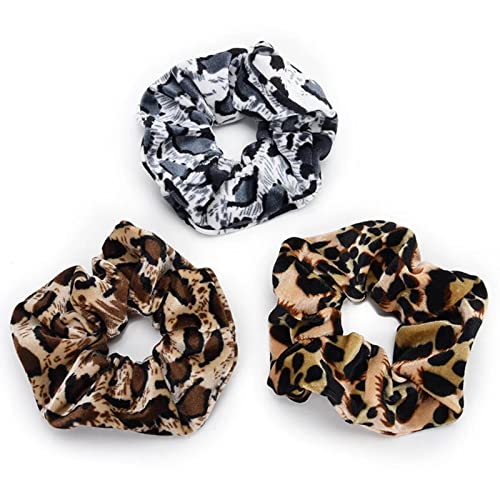 Goma para el pelo para mujer, diseño de leopardo, Scrunchie de terciopelo, bandas elásticas para coleta suave, para mujeres, niñas, accesorios para el cabello Cover