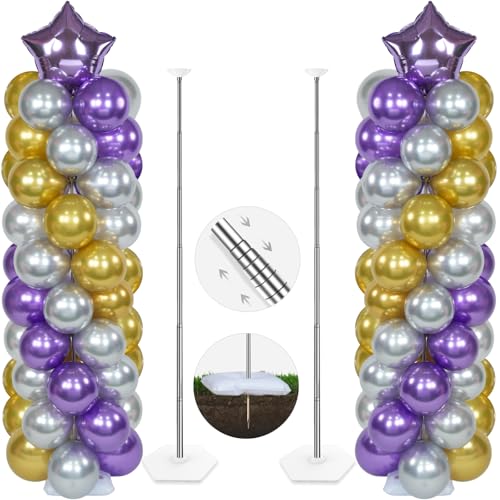 YALLOVE Suporte para balões, conjunto de 2, suporte de coluna de balão ajustável de 2 m, estrutura telescópica para balões metálicos reutilizável para festa, casamento, aniversário (balões não