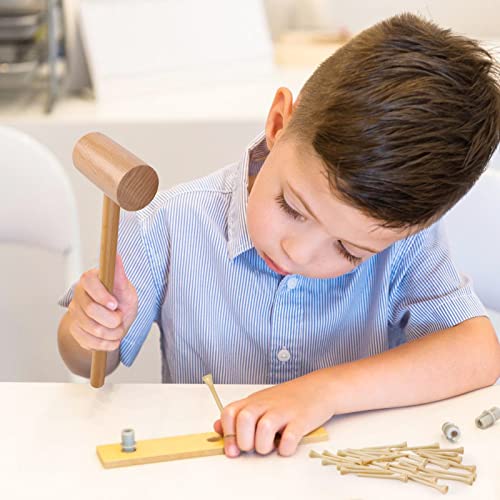 Image of Wooden Mallet Hammering & Pounding Toys Set Simulation Wooden Mallet Toddler Fake Hammer Portable Toy Hammer for Kids (Pack of 2)