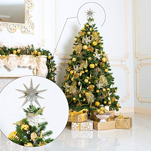 12" Christmas Tree Topper Star For Modern Holiday Tree Decorations And Glitter Stars For Rustic Xmas Tree. Vintage Design Quality | Gold & Silver #TOP4