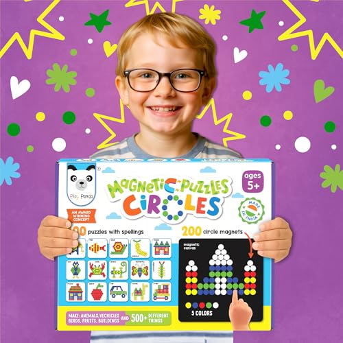 Image of PLAY PANDA Magnetic Puzzle Board, 200 Circle Shapes & Patterns for Kids