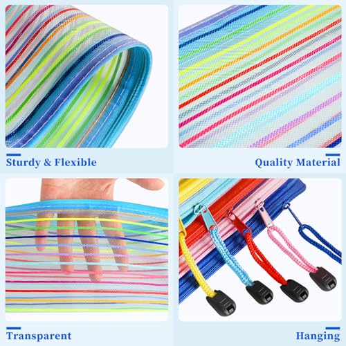 Image of TooyBing 120 Pcs Pencil Pouches Bulk, 10 Color Mesh Zipper Pouch Pencil Case, 9x4.7 inches Small Zipper Bags for Office /School /Home Organization Supplies, Multipurpose Travel Storage Bags