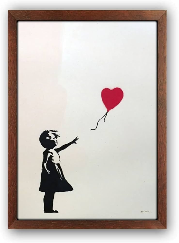 Amazon.co.jp: バンクシー 風船と少女 A4サイズ フレーム付き