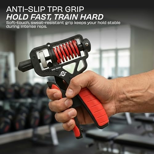 Image of Nivia Xtreme Power Hand Grip, Adjustable Hand Grip, Hand Gripper for Men & Women for Gym Workout, Hand Exercise Heavy Strength Training Equipment for Forearms, Finger Exerciser, 5-165 kg resistance (Red)