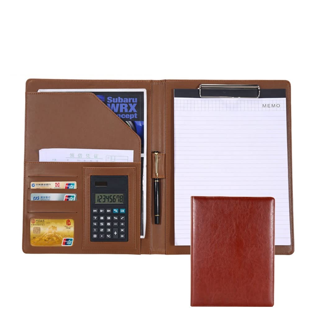 Ledermappe A4 Padfolio, Portfolio-Ordner, Klemmbrett, A4-Größe, Schreibblockhalter, Lebenslauf, Vorstellungsgespräch, Dokumenten-Organizer, Kunstleder, Büro, Konferenz, Notizblock, Klemmbretter