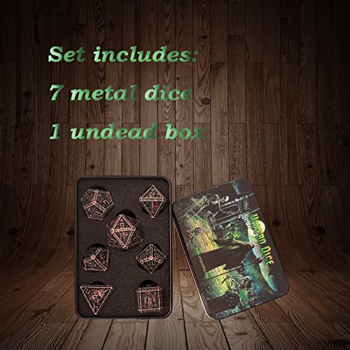 Image of DND Metal Dice Set Skull Polyhedral Dice Set with Gift Box Metal DND Dice Set for MTG D&D RPG Table Games D4 D6 D8 D10 D12 D20 Role Playing Game DND Gifts for Players DM Game Masters