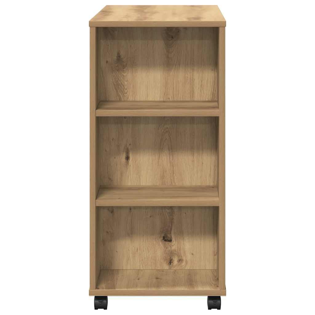 vidaXL Armoire roulante chêne Artisanal 60x35x75 cm Bois d'ingénierie, Armoire, classeur Mobile, Meuble de Bureau, Armoire de Rangement sur roulettes