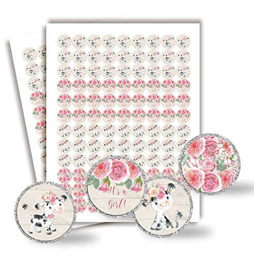 Pink Cow Stickers, Cute Pink Cow Stickers, 324 Pack 0.75-Inch Round Labels, 3 Sheets for Wrapped Chocolates & Party Favors by Amanda Creation