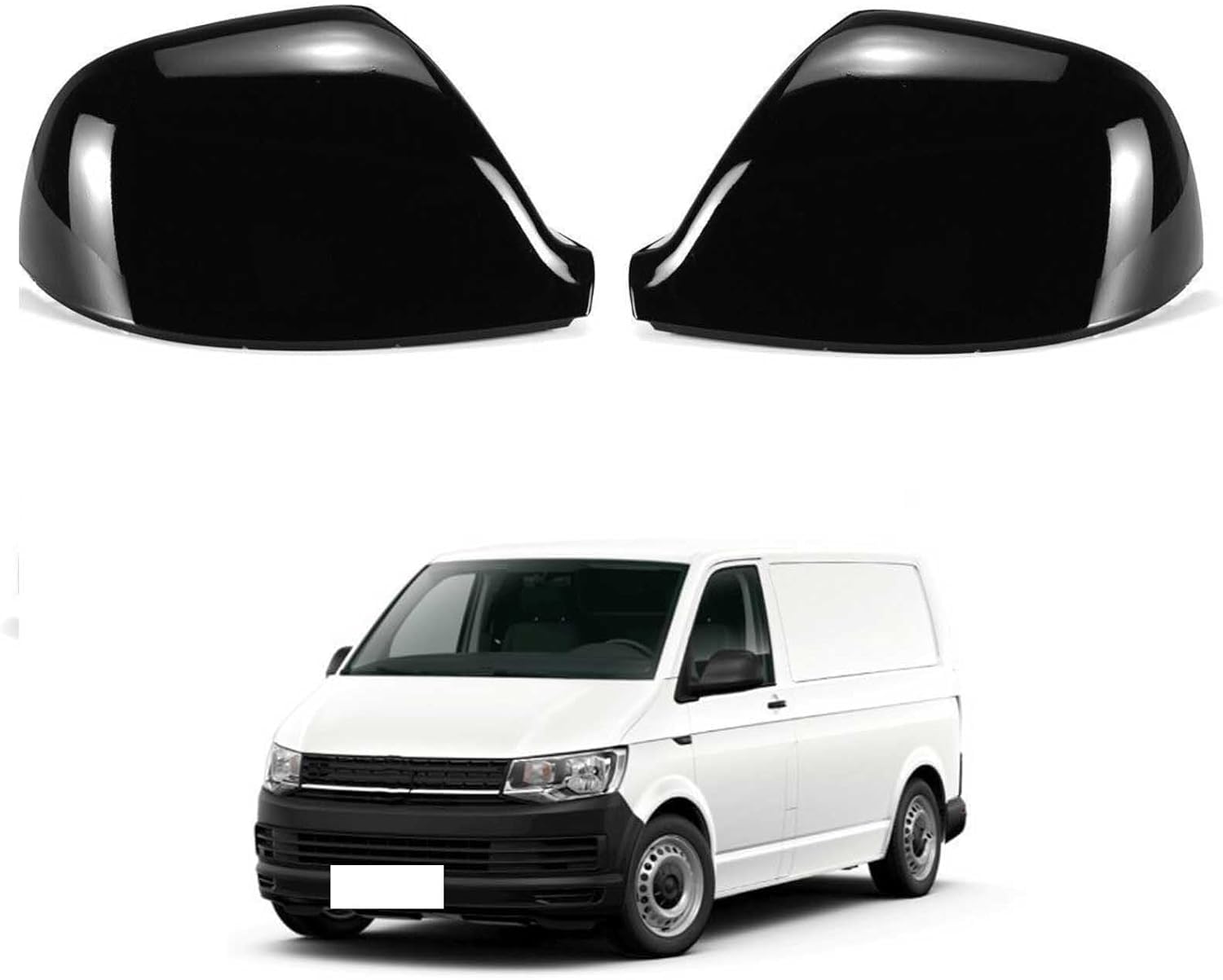 XJPGHA Wing Mirror Covers Caps for Volkswagen Transporter T6 2016-2019, Sturdy Durable Cover Housing Door Mirror Vehicle Accessory Rearview Side Covers,Black