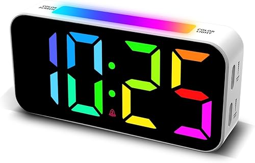 Miniatura 1 de Reloj despertador ruidoso para dormitorios que duermen pesados, reloj digital con luz nocturna, pantalla grande, alarma doble, repetición, reloj