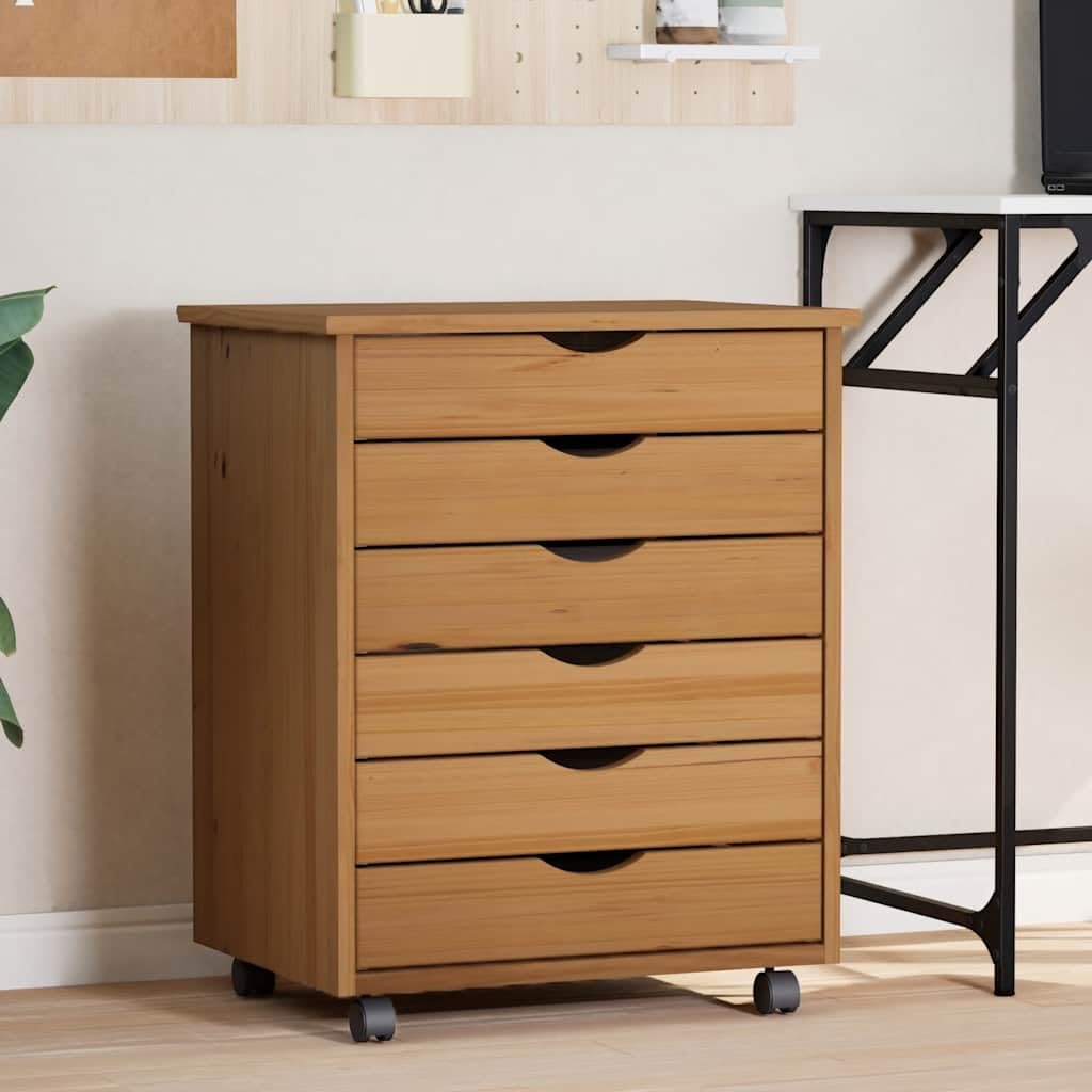 Armadietto con 6 cassetti, in legno massello di pino, 53 x 39 x 65,5 cm, per ufficio, soggiorno, organizzatore
