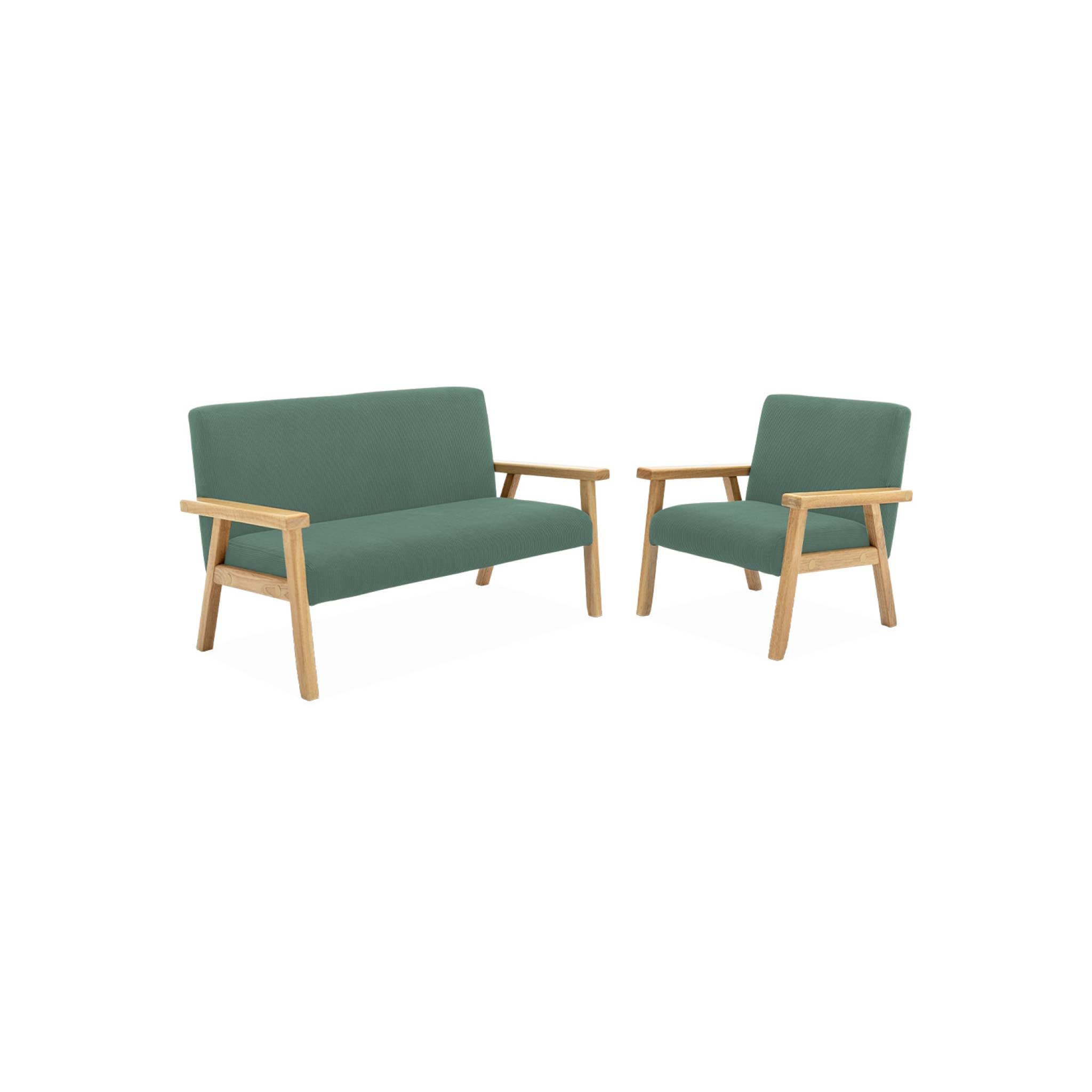 sweeek - Banquette canapé Enfant en Bois et Velours côtelé Kaki. Isak. L 84 x P 43.5 x H 50cm