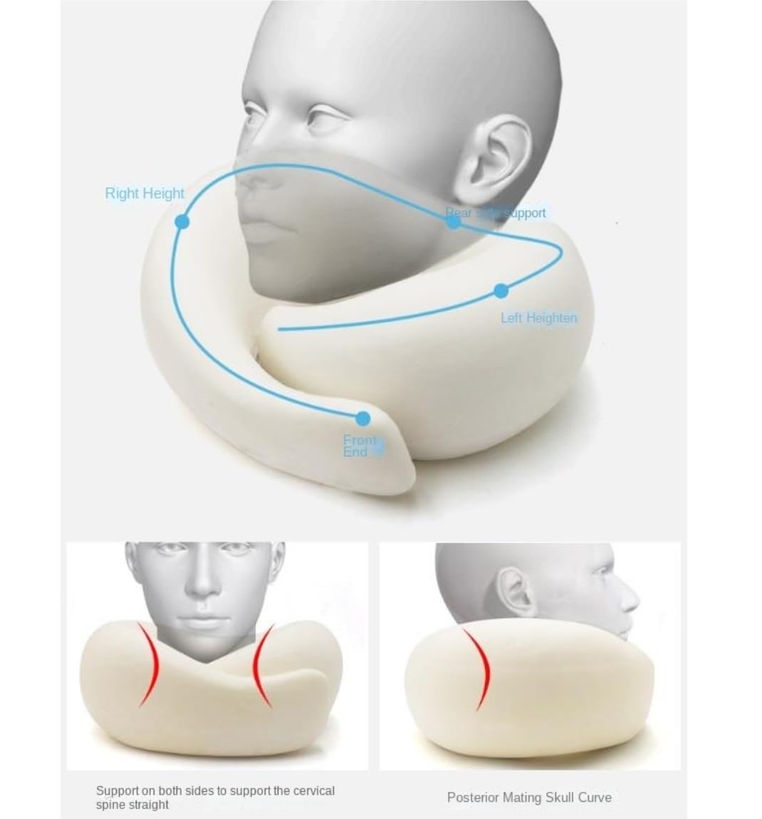 Poduszka Podróżna Do Samolotu Samochodu Poduszka Podróżna Z Pianki Memory Foam Regulowaną Klamrą I Torbą Do Przechowywania Na Szyję Samolotu(Grey)