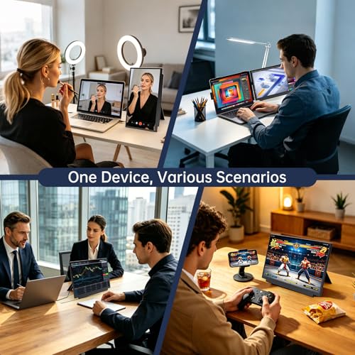 Image of Teamgee 15.6 inch Laptop Screen Extender with PC /Mobile Mode Switch, 3-in-1 Portable Monitor for Office & Travel, Anti-Fingerprint Kevlar Back, Universal Fit for Laptops & Multi Systems