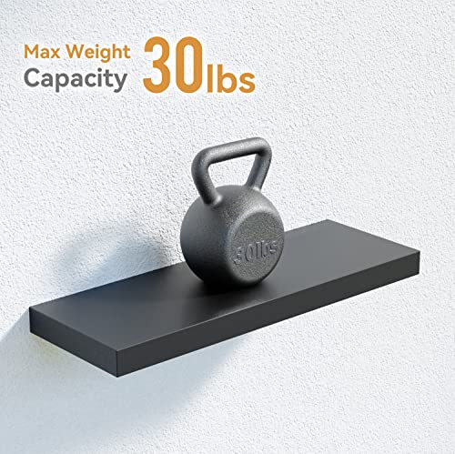 Boswillon Black Floating Shelves For Wall, 4 Sets Black Wall Shelves For Bedroom With Invisible Brackets, Black Shelves For Wall Decor, Modern Black Shelf For Bathroom, Kitchen – Black #TOP1