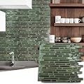 Art3d 10-Sheet Peel and Stick Backsplash Tile for Kitchen - 12”×12” Stick on Wall Tile for Kitchen Bathroom Countertop Living Room, Green