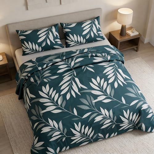 Image of Bedsheet for Double Bed King Size | 90 X 100 Inch Bed Sheet with 2 Pillow Covers 18 X 28 Inch | Soft, Wrinkle Resistant, Durable 250 TC Breathable, Skin Friendly | Dark Teal
