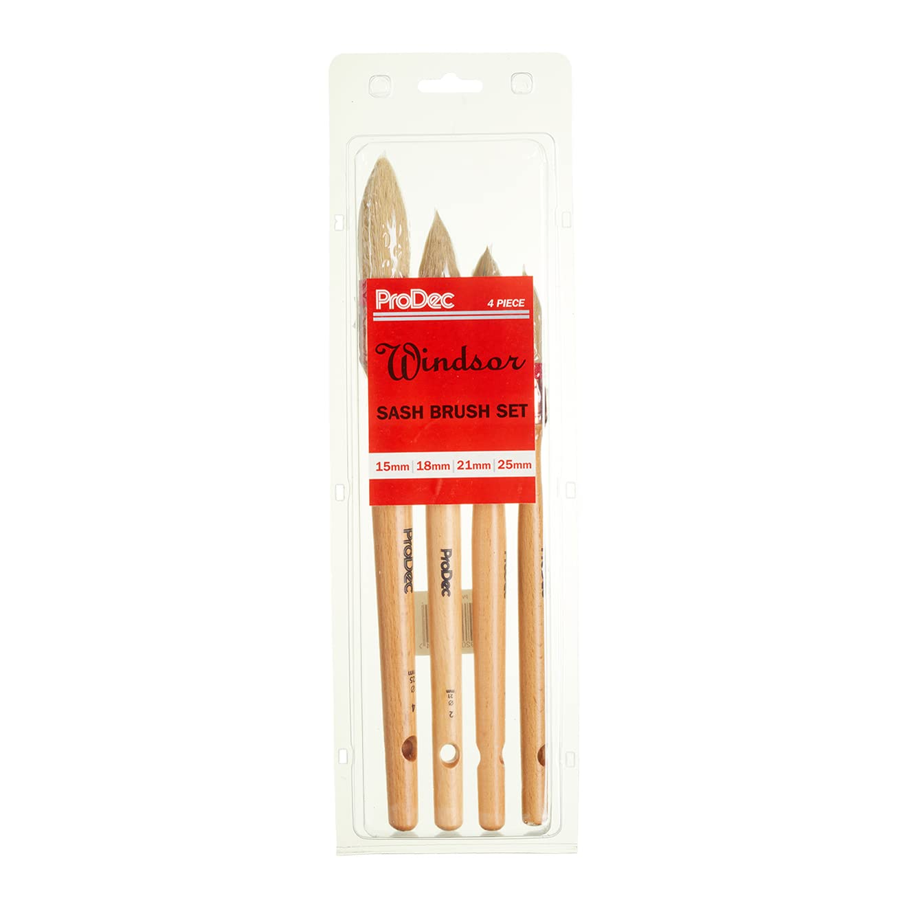 ProDec Lot de 4 pinceaux à rechampir arrondis professionnels, soies naturelles, pour fenêtres à guillotine, linteaux, surfaces arrondies, moulées ou profilées, peinture brillante ou satinée
