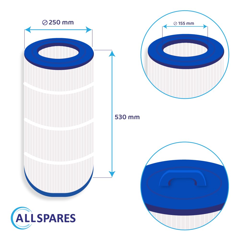 AllSpares Filtro de agua para bañera de hidromasaje o piscina, cartucho de filtro adecuado para Waterair CW150/008554 (diámetro 250 x 530 mm)