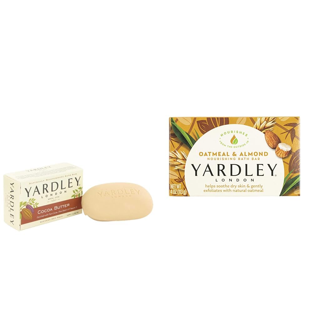 YARDLEY LONDON Cocoa Butter Oatmeal Almond Bar Soaps Moisturizing Skin Care Bundle