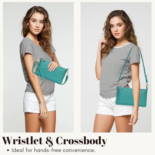 NGIL Women Genuine Leather Crossbody Wristlet, Women's Handbag, Chic Shoulder Bag Small Wristlet Wallet, Golden Accent Zipper2