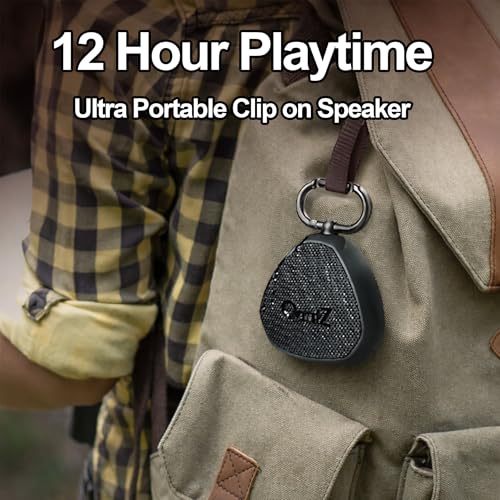 Image of OontZ Angle Clip - Portable Bluetooth Speaker, 5W Stereo Sound, 12 Hour Playtime, Rich Bass, 100 Foot Wireless Range, IPX7 Waterproof, Outdoor, Travel, Great Gift (Black)
