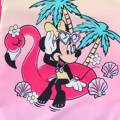Disney Minnie Mouse Girls UPF 50+ One Piece Long Sleeve Rash Guard Bathing Suit for Toddler and Big Kids3