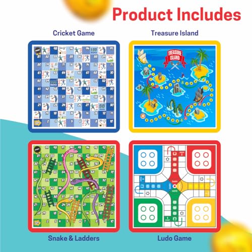 Image of Aditi Toys Business Game, 5 in 1 Board Game with Plastic Coins for Kids 3+ & Adults, Includes Business, Ludo, Snakes & Ladder, Cricket & Treasure Island Family Game, Perfect Return Gift, BIS Approved