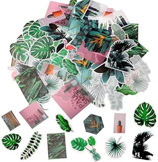 nuoshen 60 Pcs Tropical Plants Stickers, Self-Adhesive Ephemera Pack for Wall Window Scrapbook Letters Notebook Card Making DIY (Plants Stickers)