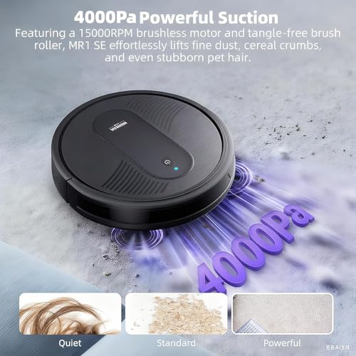 MONSGA Robot Vacuum Cleaner with Mop, 4000Pa Strong Suction, 3-in-1 Vacuuming and Mopping, 140-Min Runtime, 3.2 inch Ultra-Thin, APP/Remote/Voice Control for Hard Floors