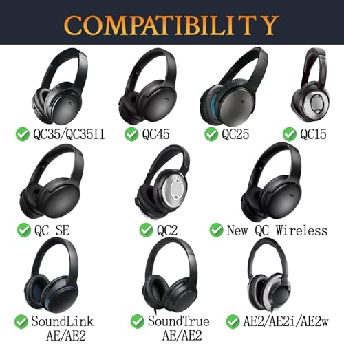 Image of SoloWIT Protein Leather Earpads Cushions for Bose Headphones, Replacement Ear Pads for Bose QuietComfort 15 QC15 QC25 QC2 QC35 /Ae2 Ae2i Ae2w /SoundTrue & SoundLink Around-Ear Series - Burgundy&Black