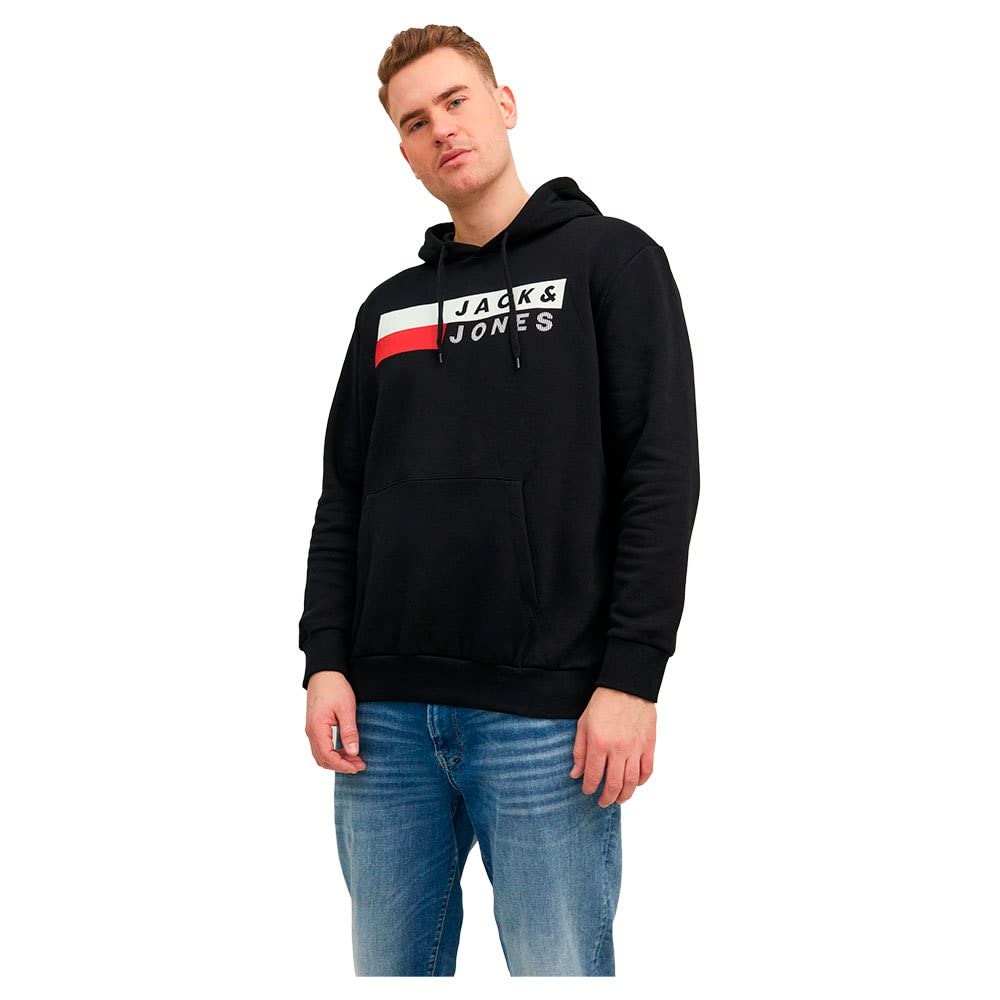 JACK & JONES Men's Jjecorp Logo Sweat Hood Noos Ps Sweatshirt, Black 3, 6XL