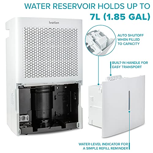 Ivation 4,500 Sq. Ft Energy Star Dehumidifier With Pump, Large Capacity Compressor De-Humidifier For Big Rooms And Basements With Continuous Drain Hose Connector And Pump, Auto Shutoff And Restart #TOP3