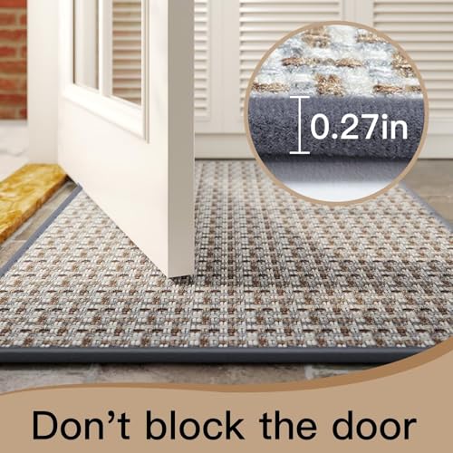 Image of YDKGL Door Mat 31 inchx47 inch, Dirt Resistant and Absorbent, Non-Slip Rubber Backing Floor Mats, Easy Clean Low-Profile Doormat for Entryway, Front Door, Inside Entrance, Gray