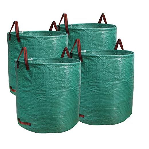 PHYEX Professional 4-Pack 132 Gallon Gardening Bags for Lawn Yard, Extra Large Reusable Leaf, Waste and Trash Container