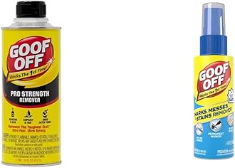 Goof Off FG653 Professional Strength Remover, Pourable 16-Ounce,Liquid & Household Heavy Duty Remover, 4 fl. oz. Spray, For Spots, Stains, Marks, and Messes