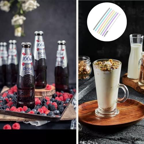 6 Pieces Reusable Straw BPA Free Silicone Flexible Straw with 1 Piece Cleaning Brush Eco Friendly Straws Set for Bubble Tea Cocktail Smoothies