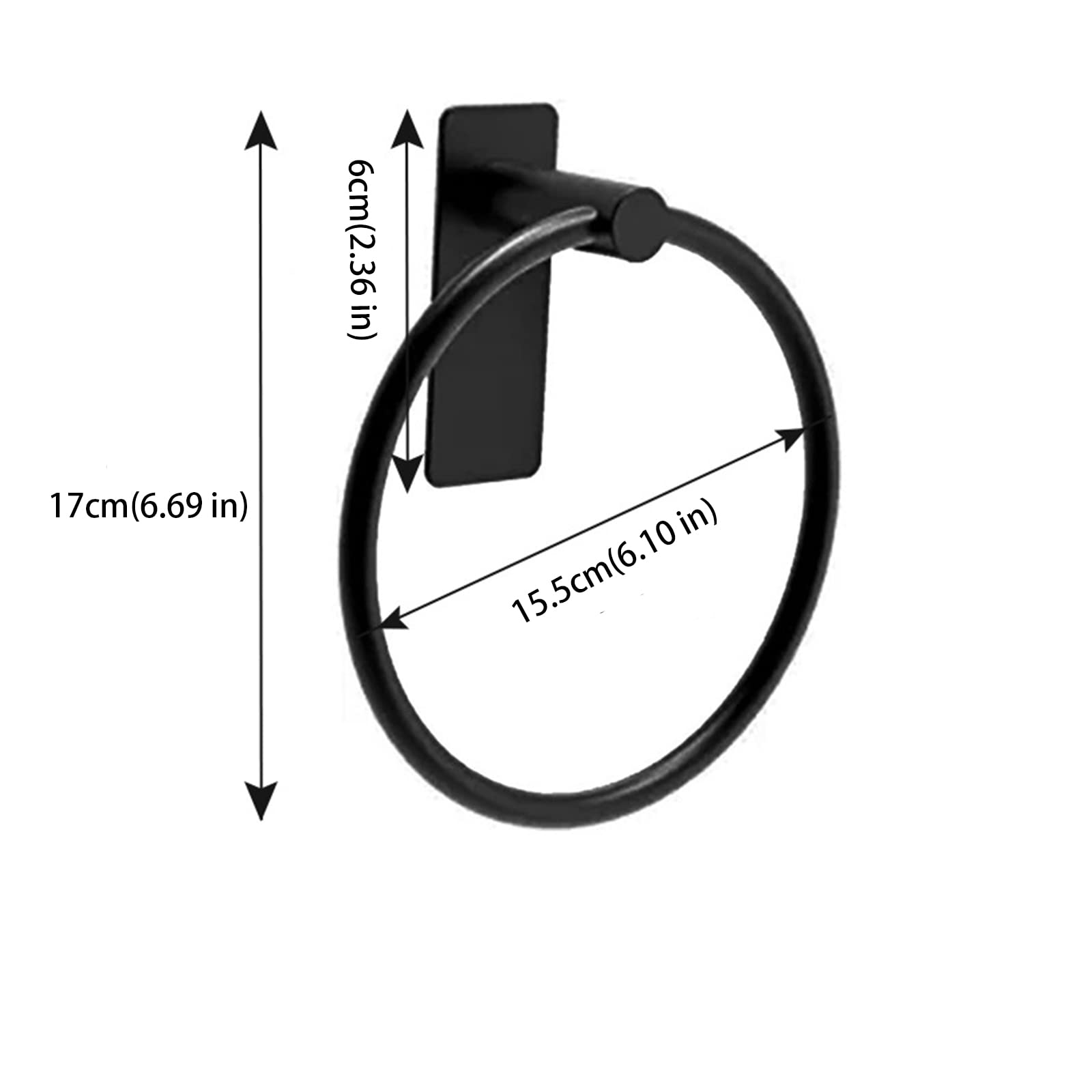 Toallero de Anilla, Toallero en Forma de Anillo Negro, Anillo De Toalla para Baño, Porta Toallas Redondo, Acero Inoxidable Percha De Baño, Anillo De Toalla para Baño, Cocina, Montaje en Pared
