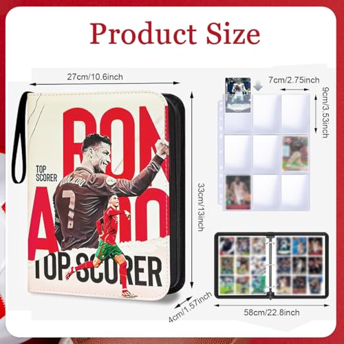 Image of PATPAT 720 Pockets Soccer Card Binder Autographed Cards Storage Bag Fashion Waterproof Printed PU Cover Zipper Card Organzier Holder Multi Purpose Card Organizer Bag for Collectible Cards