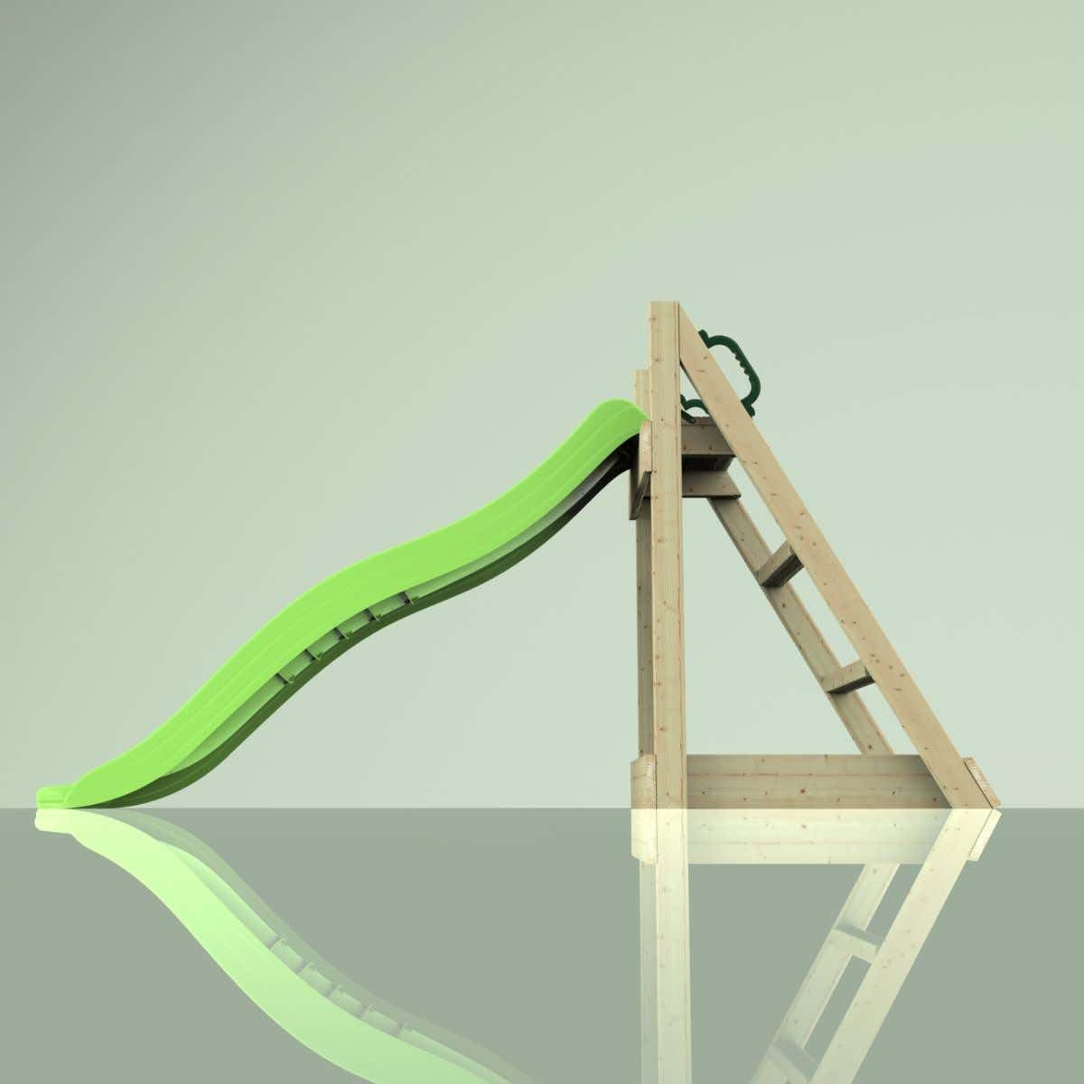 REBO freistehender Rutschturm mit 175 cm Wellenrutsche aus Holz Spielturm