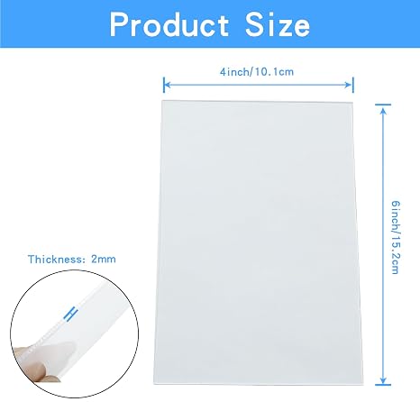 Hitefu 6 Pack Clear Acrylic Sheets 2mm Thick 4 x 6