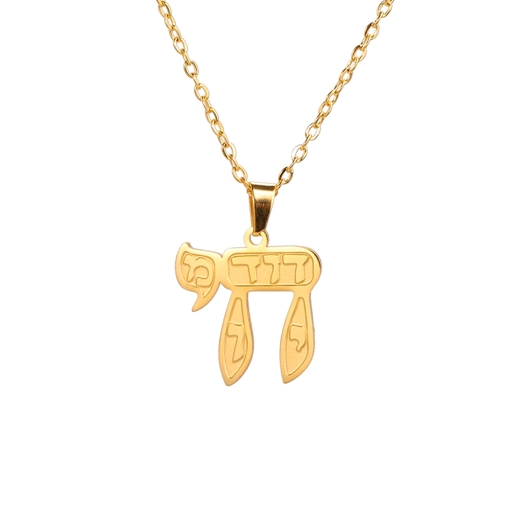 EUEAVAN Jüdische Chai Halskette Hebräischer Buchstabe Anhänger Klassischer Jüdischer Chai Choker Charm Personalisierter Religiöser Jüdischer Namensschmuck Frauen Valentinstag Freundin