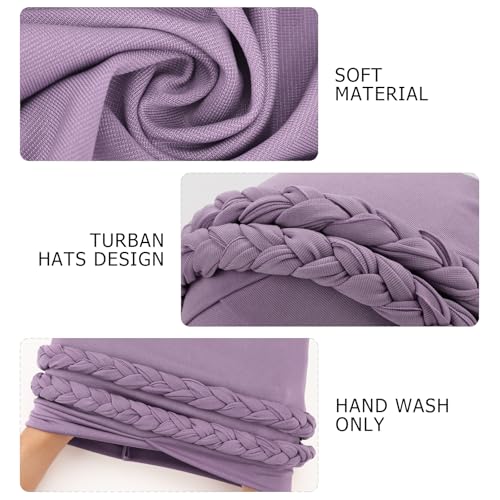 Image of DRESHOW African Women Turban Caps Beanie Twist Headscarf Pre-Tied Double Twisted Braid Hair Cover Wrap Hat Chemo Cancer Cap