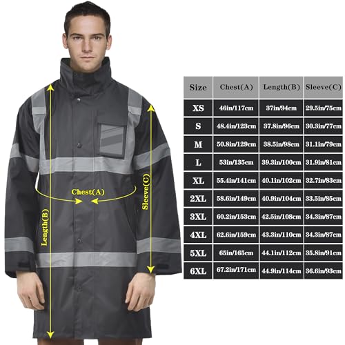 AYKRM HIGH VIS Reflective Rain Jacket security Hi Vis Rain Suits Waterproof Heavy Duty Long Rain Coats Safety Rain Gear3
